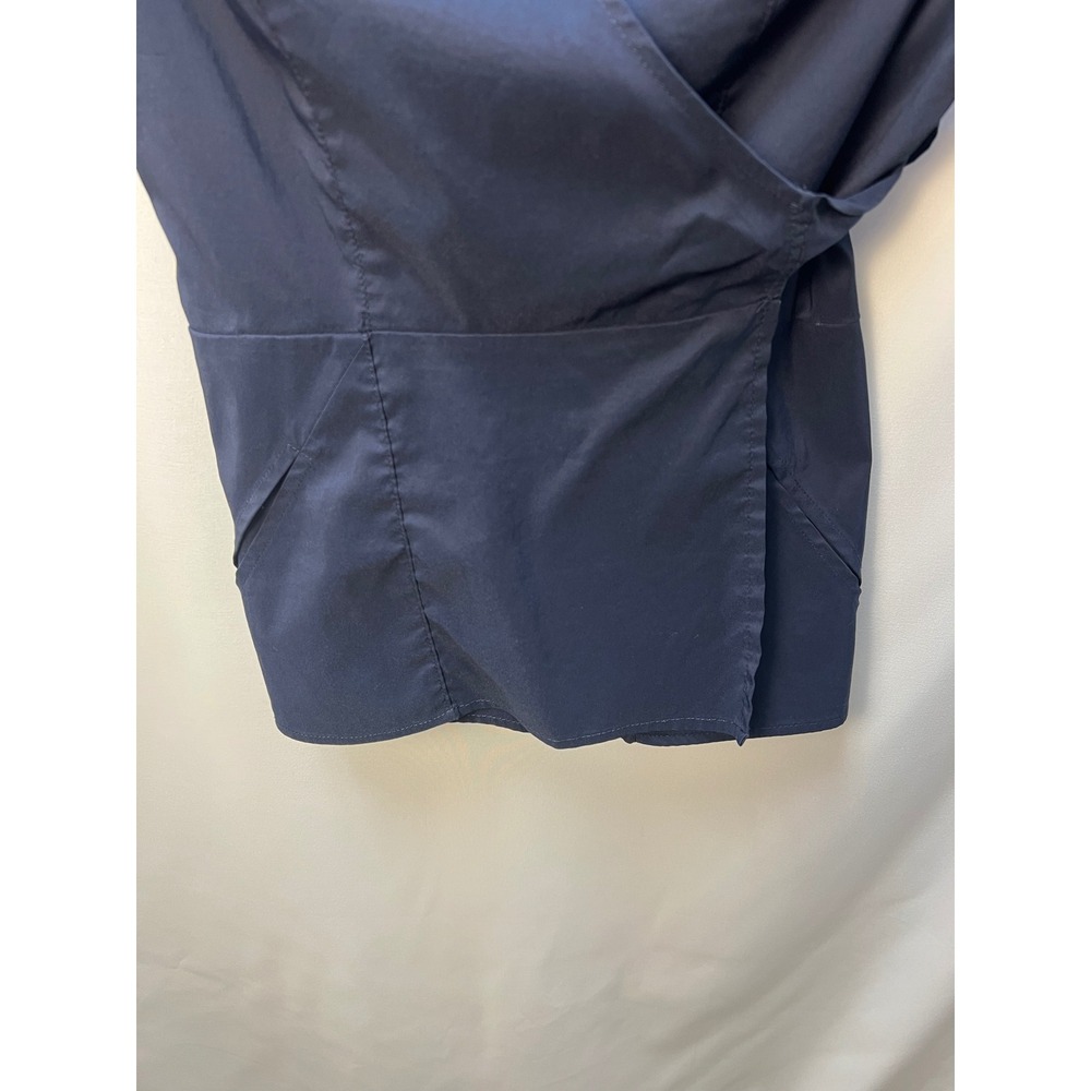 Diane von Furstenberg Navy Blue Utility Wrap Top Peplum Short Sleeve Blouse Sz 8 - Picture 5 of 7